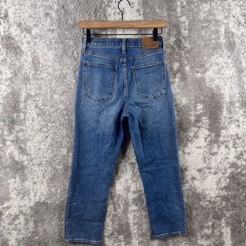 Denim Forum x REVOLVE Blue High-Rise Straight Leg Cropped Jeans 26